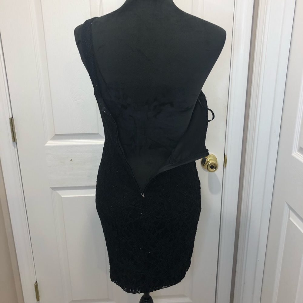 City Studio shimmering lace black dress with pearl and rhinestone strap, size 3 - Picture 11 of 11